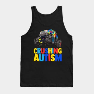 Monster Truck Crushing Austim Shirt Autism Awareness Tank Top